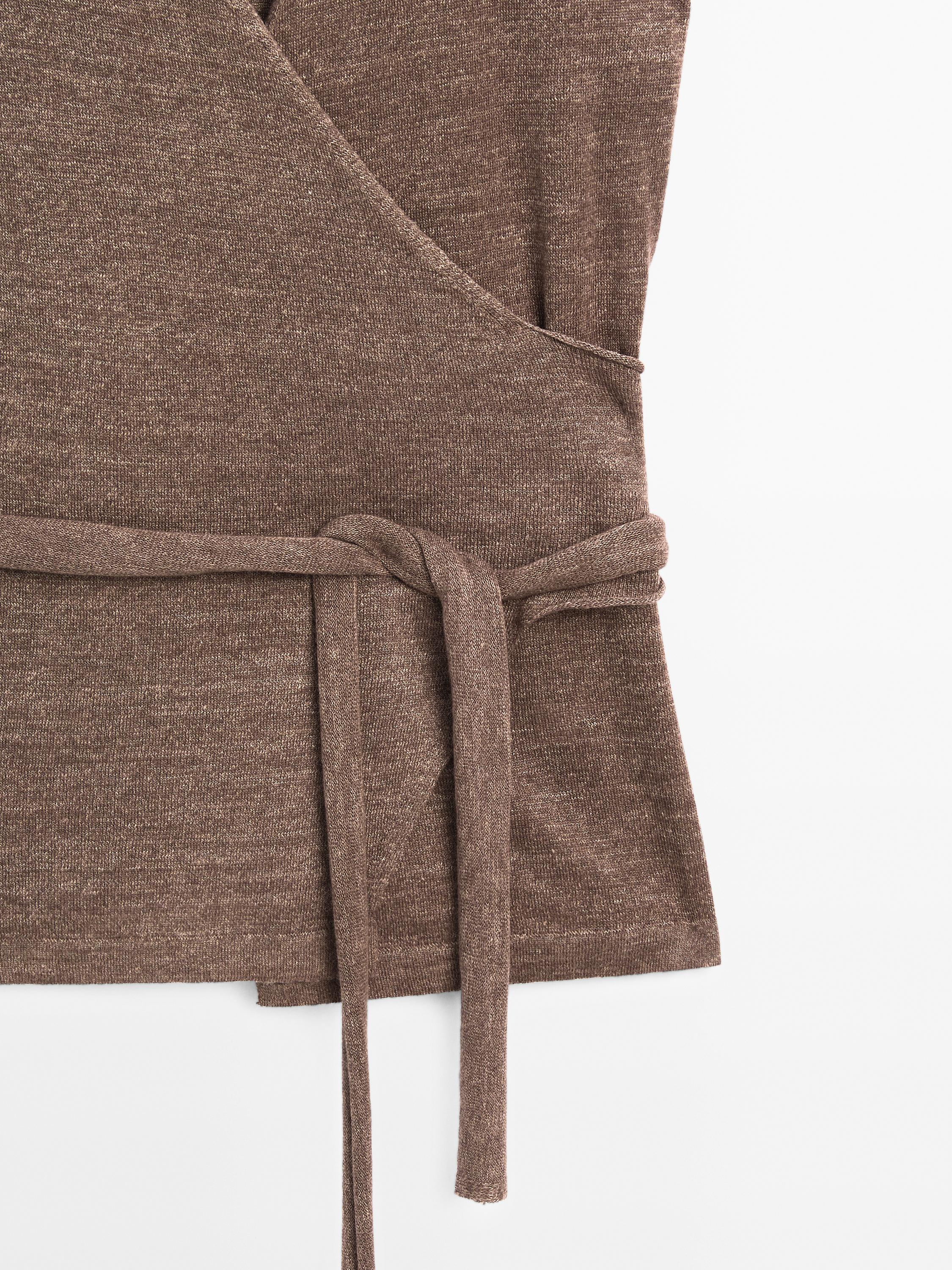 Top cache-cœur en maille de lin mélangé