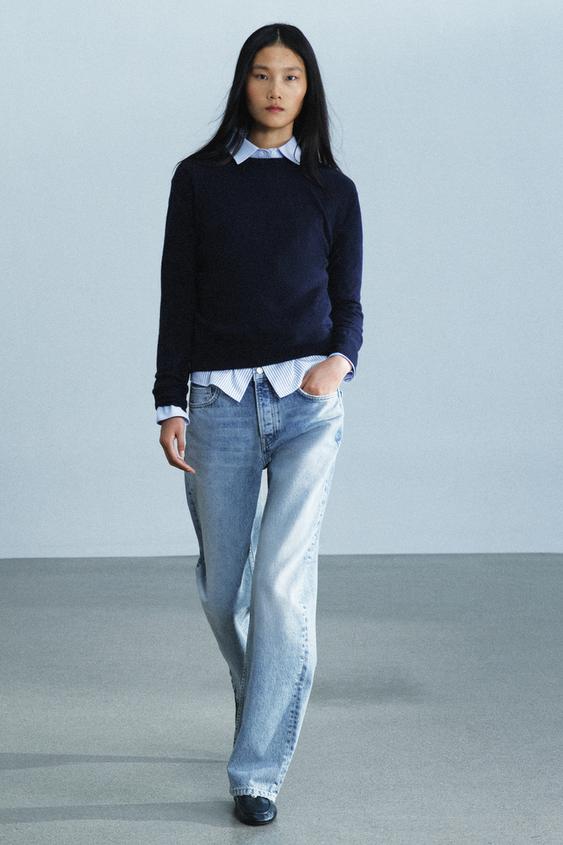 ZW COLLECTION MID-WAIST STRAIGHT-LEG JEANS - Light blue by Zara - Image 0