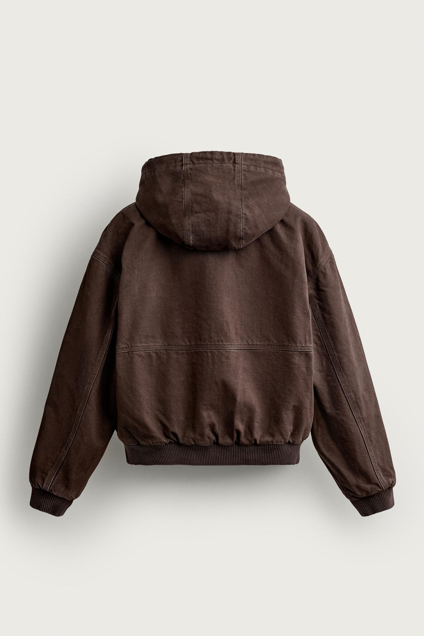 Мужская куртка Zara Contrast Quilted, цвет: Коричневый — фото 8