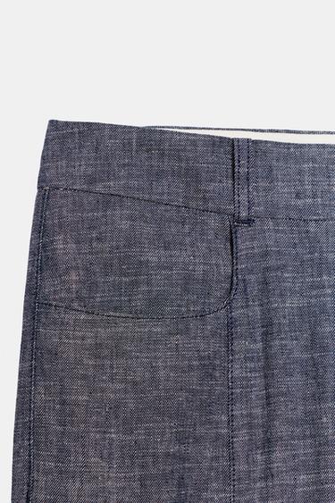MINI FLARE LINEN BLEND TROUSERS - Grey by Zara - Image 9