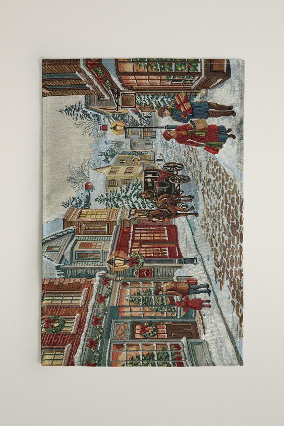 Zara CHRISTMAS VILLAGE JACQUARD PLACEMAT - Green - Image 0