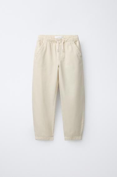 FLOWING TWILL STRAIGHT TROUSERS - Ecru by Zara