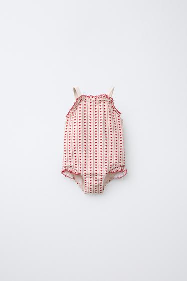 AGES 1-6 / HEART PRINT SWIMSUIT - Red by Zara