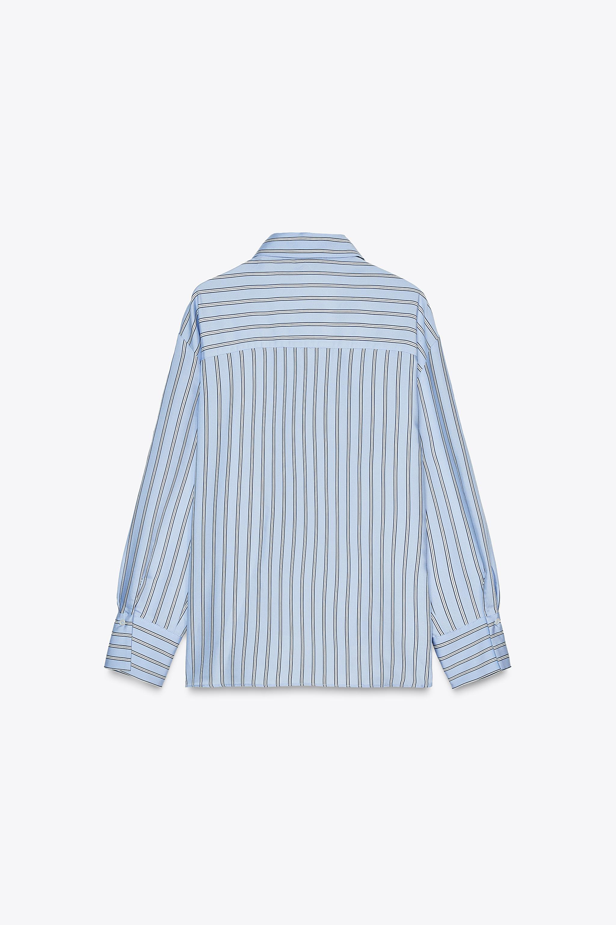新品☆ZARA ザラ トップス付きオーバーサイズシャツ M BLUE