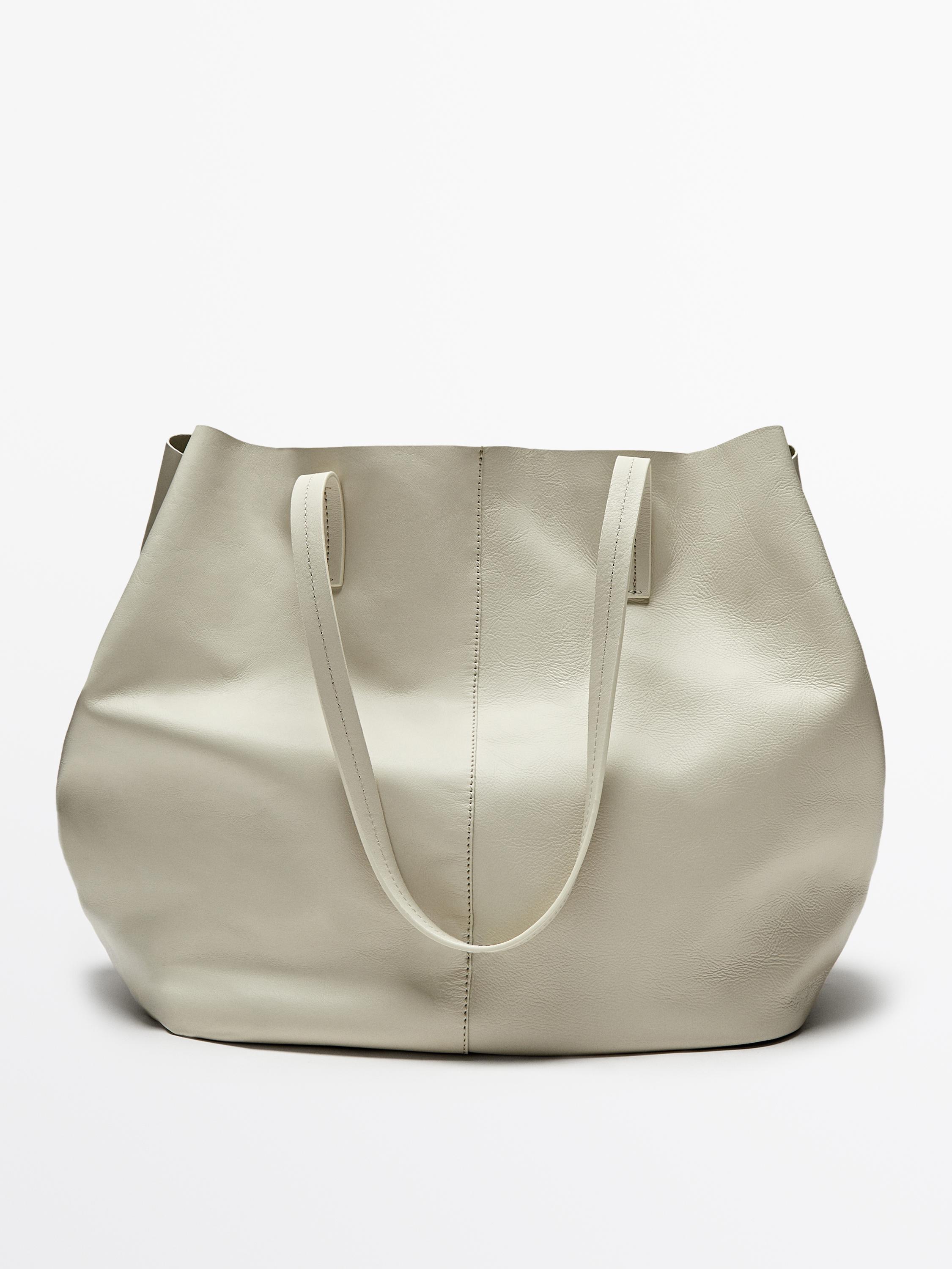 Nappa leather tote bag - White | ZARA United States