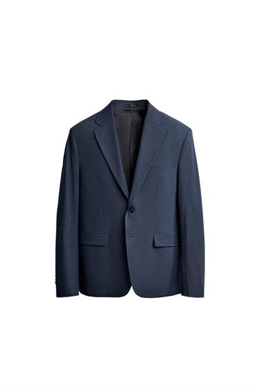 BLAZER TRAJE PATA DE GALLO - Azul de Zara