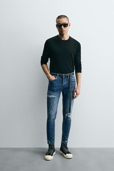 Zara RIPPED SKINNY FIT JEANS - Mid-blue - Image 0