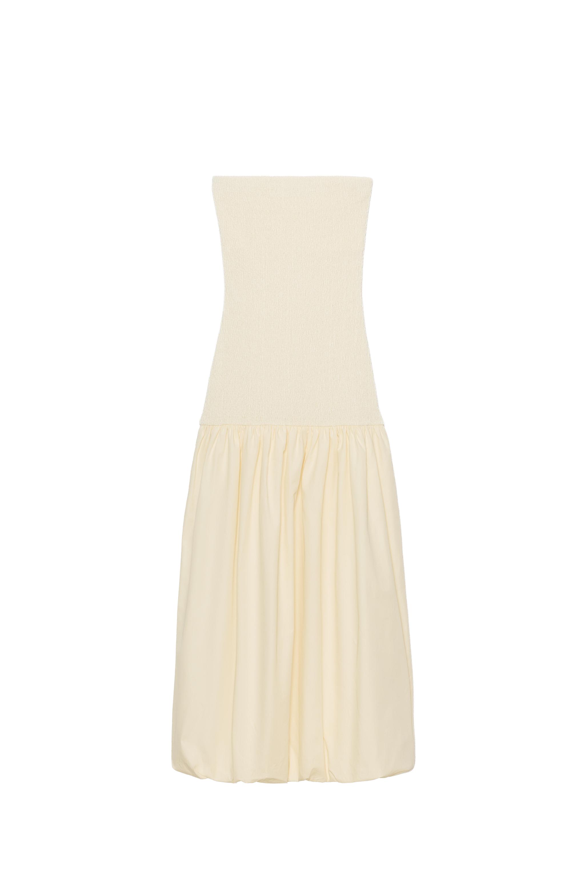 green emerald velvet dress The Zara dress beige – Leyna Dresses main image 0