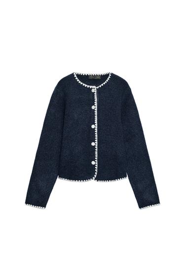 CHAQUETA PUNTO BORDADOS CONTRASTE - Marino de Zara