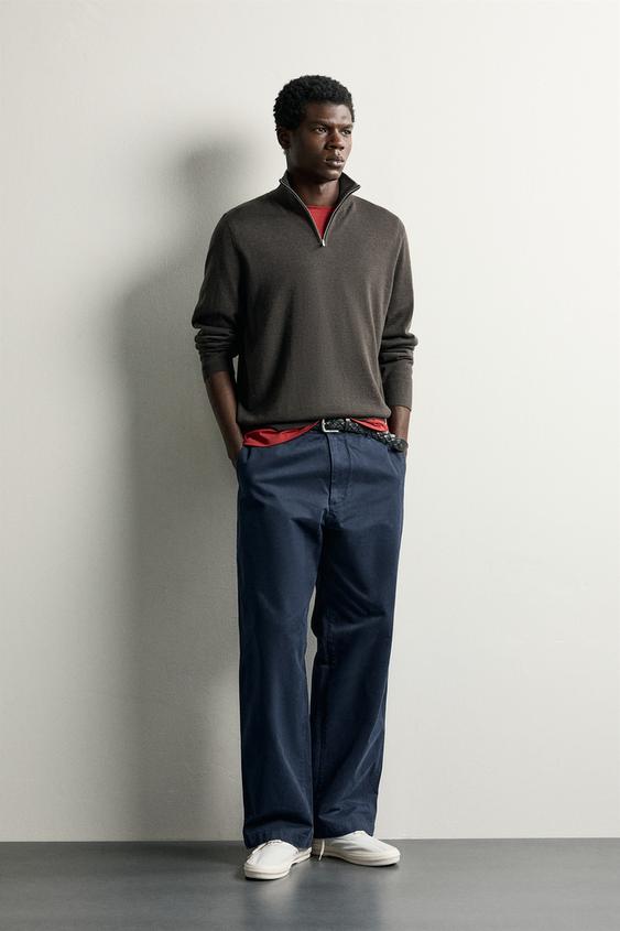 100% WOOL QUARTER-ZIP JUMPER - Green by Zara - Image 0