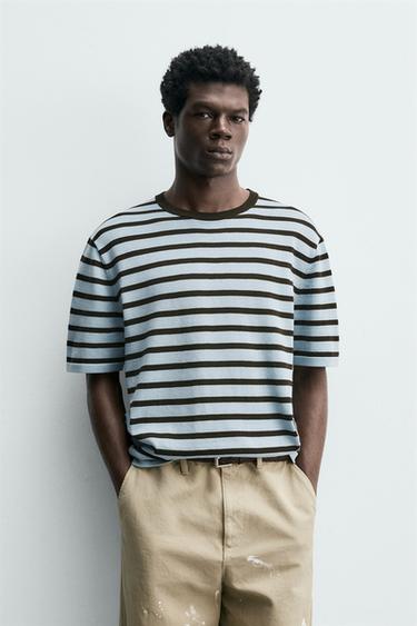 ΡΙΓΕ ΒΑΜΒΑΚΕΡΗ ΠΛΕΚΤΗ ΜΠΛΟΥΖΑ - Brown Stripes του Zara