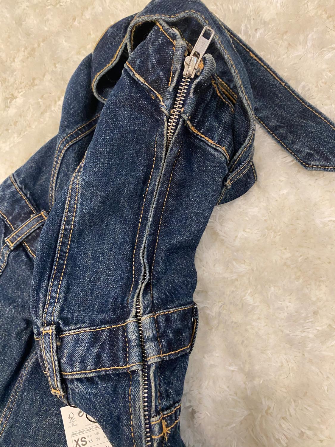 STRAPLESS TRF DENIM DRESS - Image 3