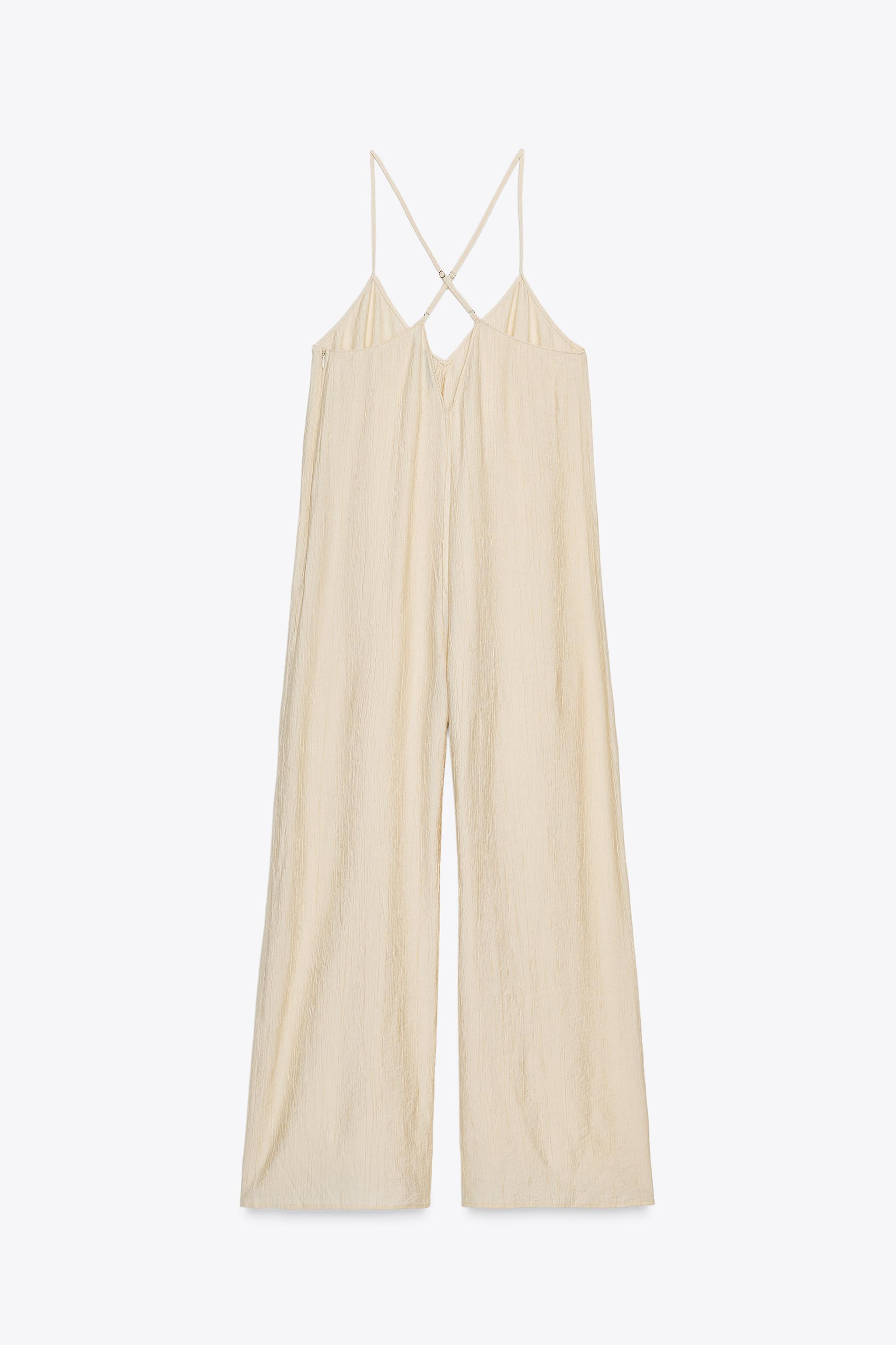 ZARA テクスチャー入りフルイドロングジャンプスーツ 4764/208 テクスチャー入りフルイドロングジャンプスーツ - ブラック