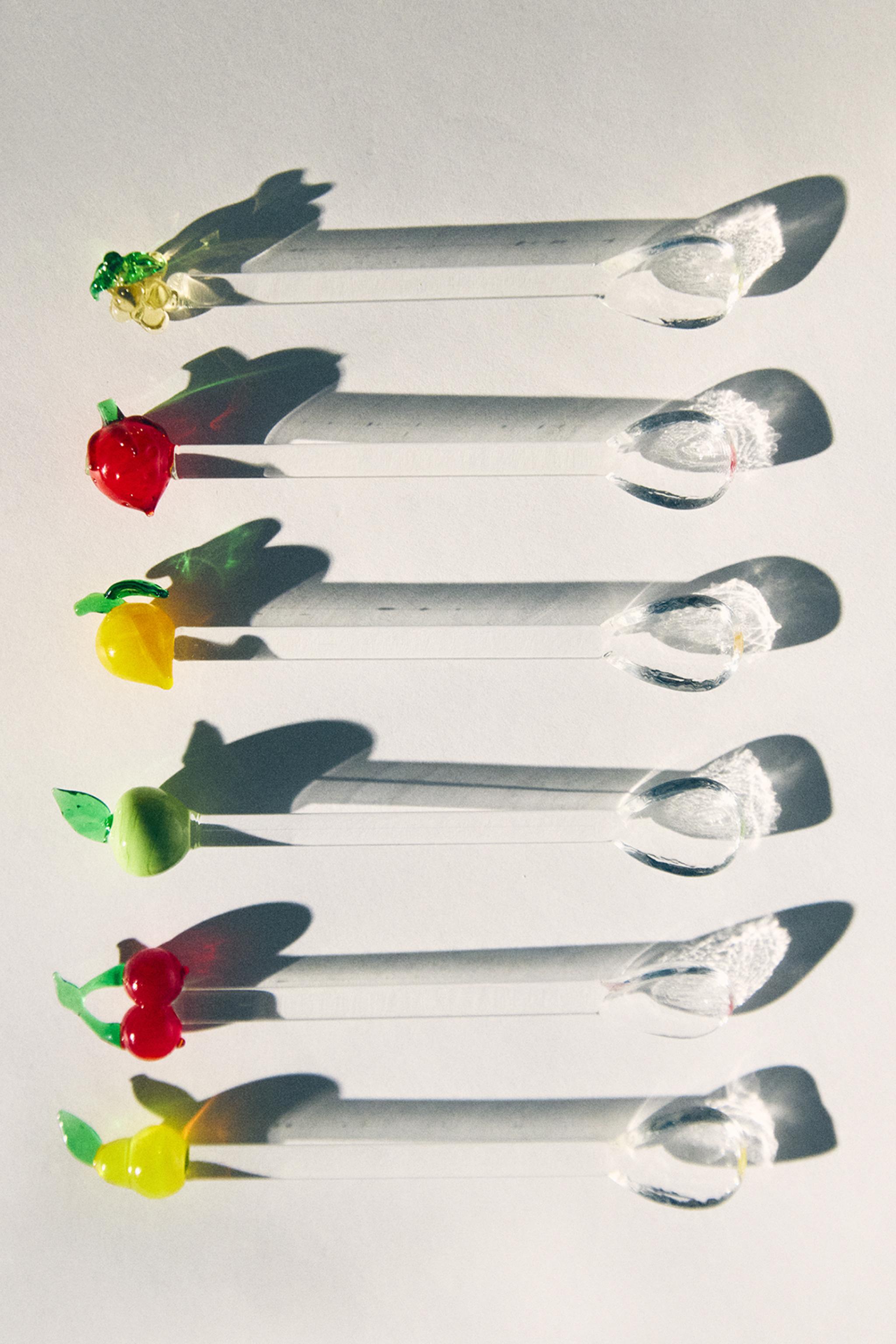 LOT PETITES CUILLÈRES VERRE FRUITS (LOT DE 6)