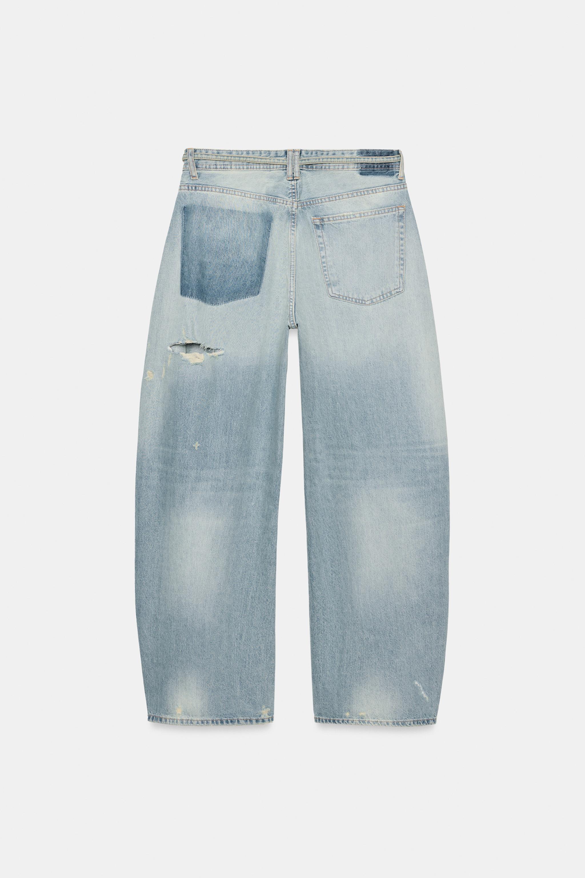 Женские джинсы Zara TRF MID-RISE BAGGY DISTRESSED BELTED JEANS — фото 8
