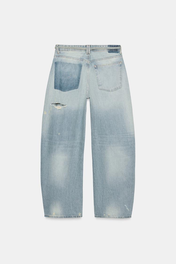 Jeans holgados rotos con cinturón de tiro medio TRF 8