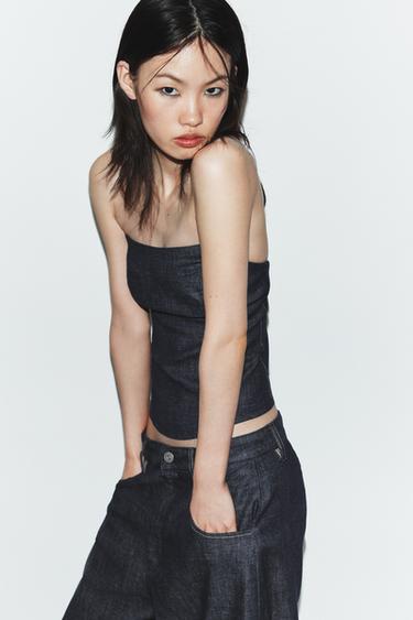 TOP DENIM TRF BUSTIER - Indigo foncé de Zara - Image 3