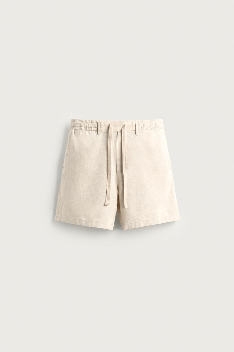 COTTON/LINEN RELAXED FIT BERMUDA SHORTS