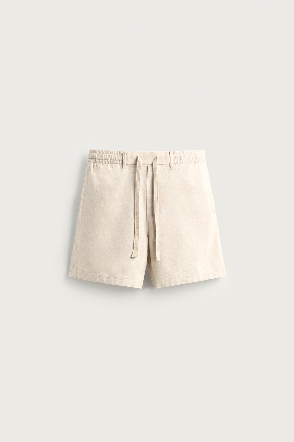 COTTON/LINEN RELAXED FIT BERMUDA SHORTS