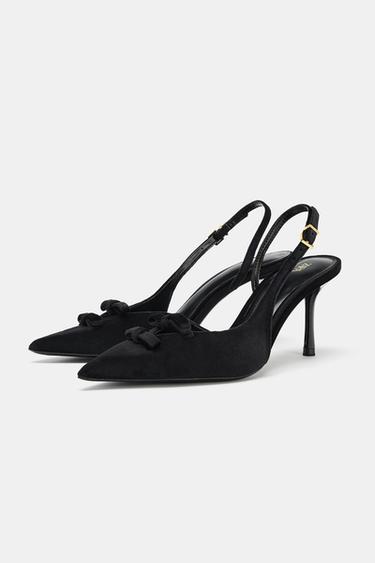VELVET-EFFECT BOW HEELS - Black by Zara - Image 3