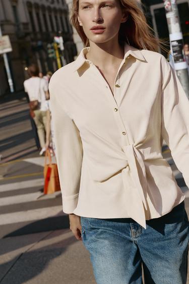CAMISA NUDO CINTURA - Crudo de Zara - Imagen 0