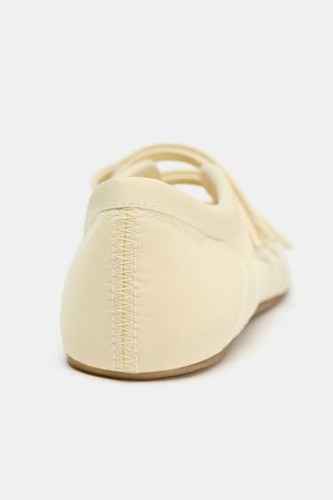 SATIN-EFFECT TOPSTITCHED BALLET FLATS - Yellow by Zara - Image 6