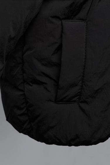 MANTEAU À BOUTONNAGE CROISÉ AVEC CAPUCHE ET LACETS - Noir de Zara - Image 6