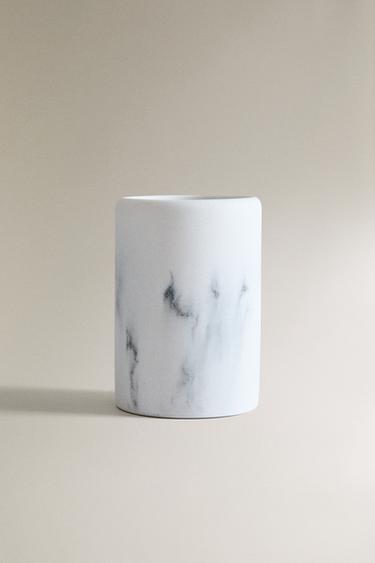 MARBLE-EFFECT TOOTHBRUSH TUMBLER — Gray 1