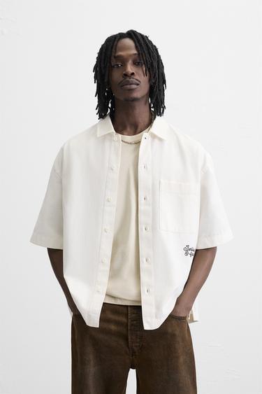 RELAXED FIT OVERSHIRT - Oyster-white by Zara