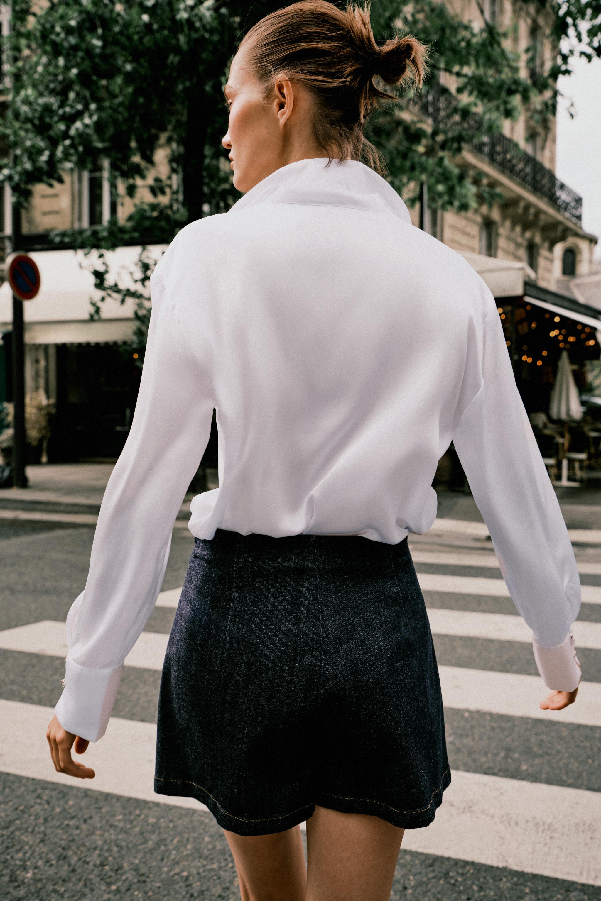 JUPE-CULOTTE Z1975 EN JEAN CROISÉE À BOUTONS