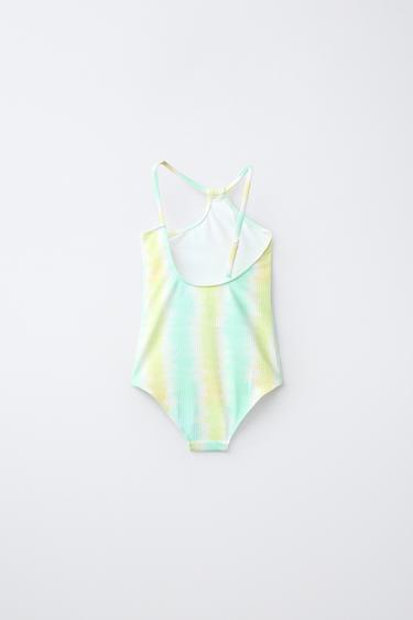 AGES 6-14 STRIPED TIE-DYE SWIMSUIT - Turquoise green by Zara - Image 1