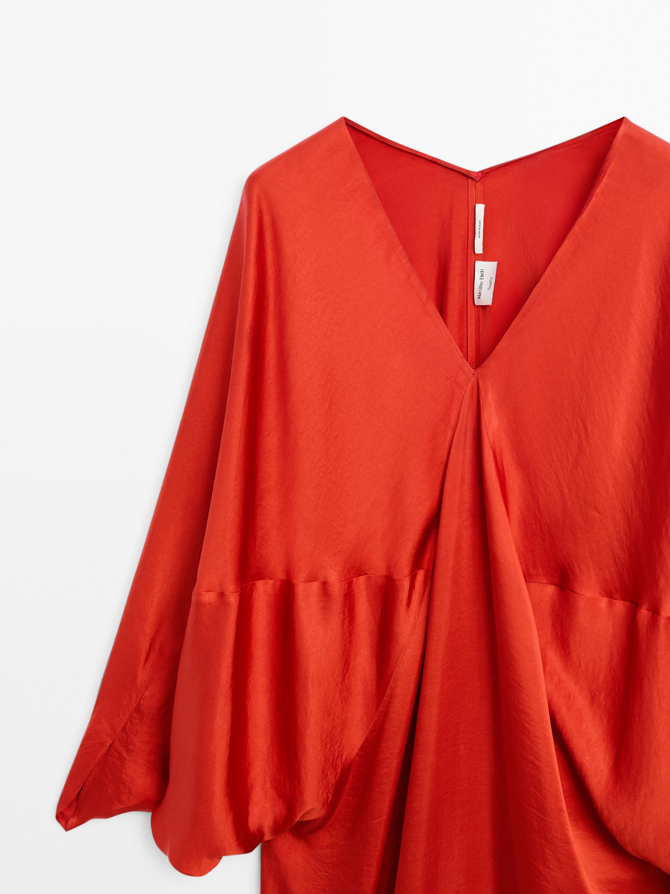 Flowing satin kimono dress