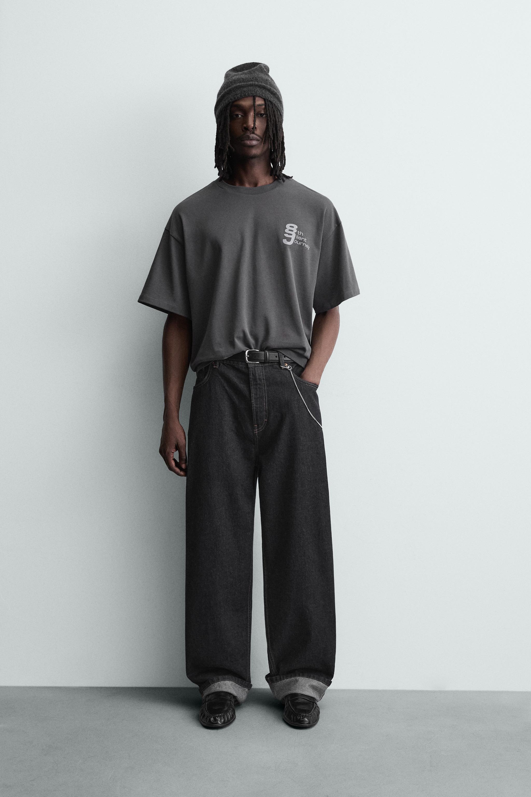 コントラストプリントTシャツ - ウォッシュブルー | ZARA Japan / 日本