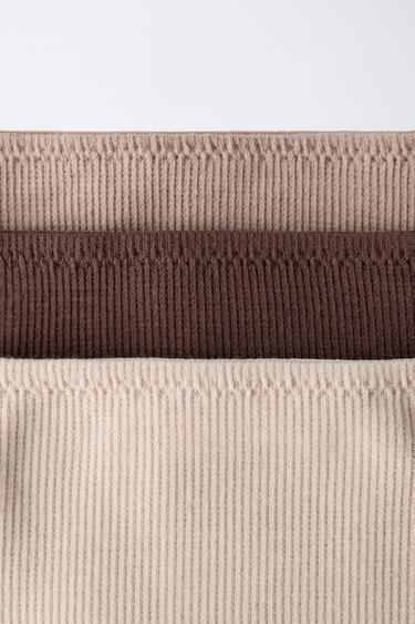 8-14 YEARS / THREE-PACK STRIPED AND FLORAL UNDERWEAR — taupe brown 2