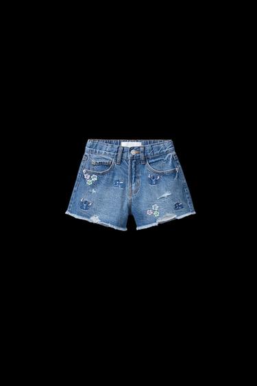 Zara LILO & STITCH © DISNEY DENIM SHORTS - Blue - Image 0