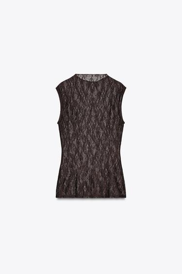 LACE TOP - Chocolate by Zara - Image 4