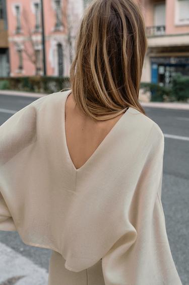 BLOUSE EN MAILLE BIMATIÈRE - Écru de Zara - Image 2