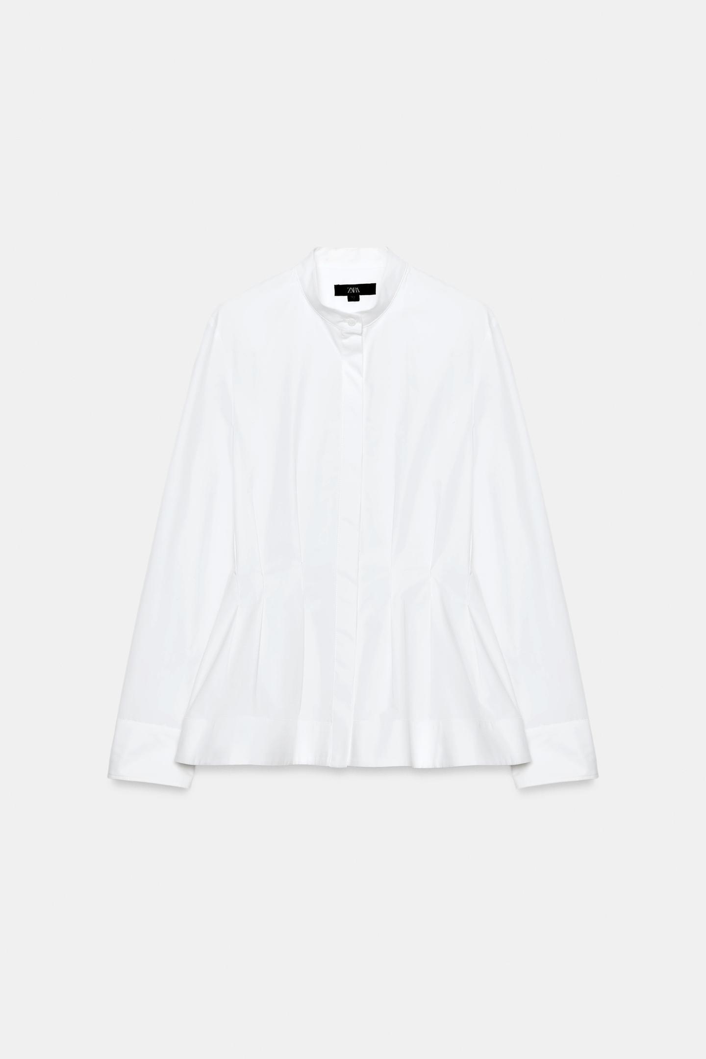 Женская рубашка Zara ZW Collection Pleated, цвет: Белый — фото 4