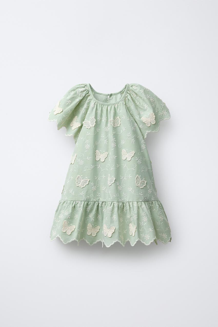 Zara - Embroidered Butterfly Dress - Green - 1 Years (33,9 Inches) - Kids Zara - Embroidered Butterfly Dress - Green - 1 Years (33,9 Inches) - Kids