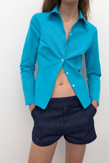 SHORTS DENIM TRF TIRO MEDIO - Índigo oscuro de Zara