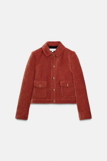 VELVET JACKET WITH SHOULDER PADS - Burnt orange by Zara - Image 6