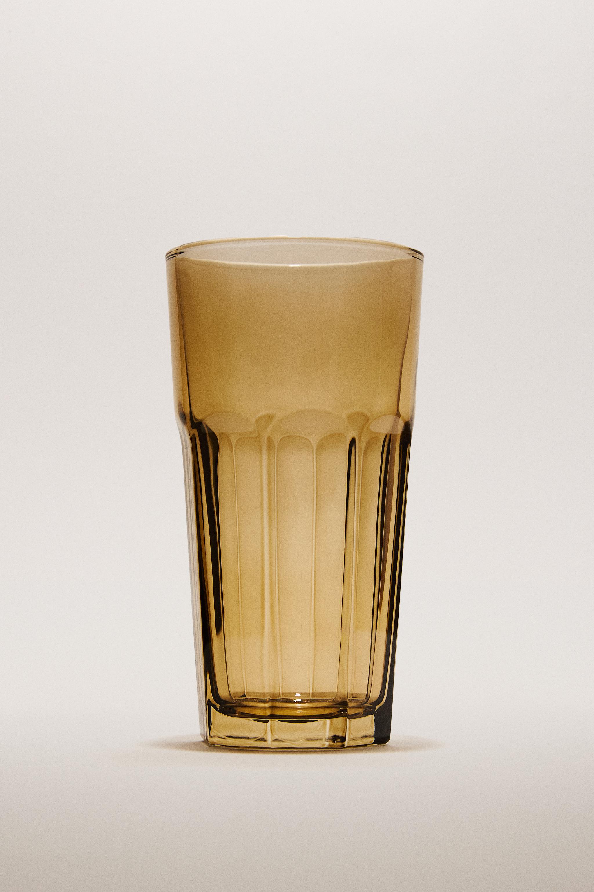 FACETED RAISED DESIGN GLASS SOFT DRINK TUMBLER