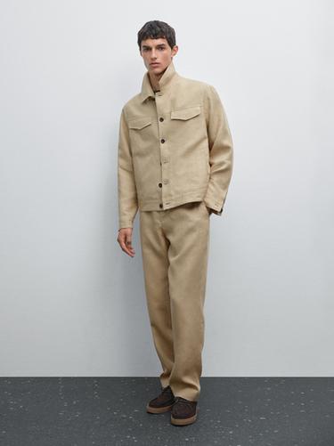 Cazadora total look 100% lino - Beige de Zara
