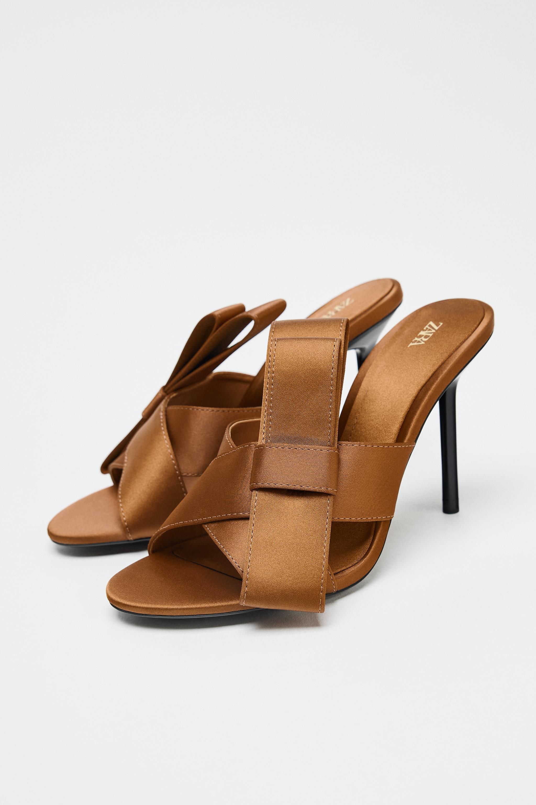 【ZARA】サイドリボンサンダル ブラウン | 3316/610/700 SANDALS WITH SIDE BOW - Brown | ZARA United States