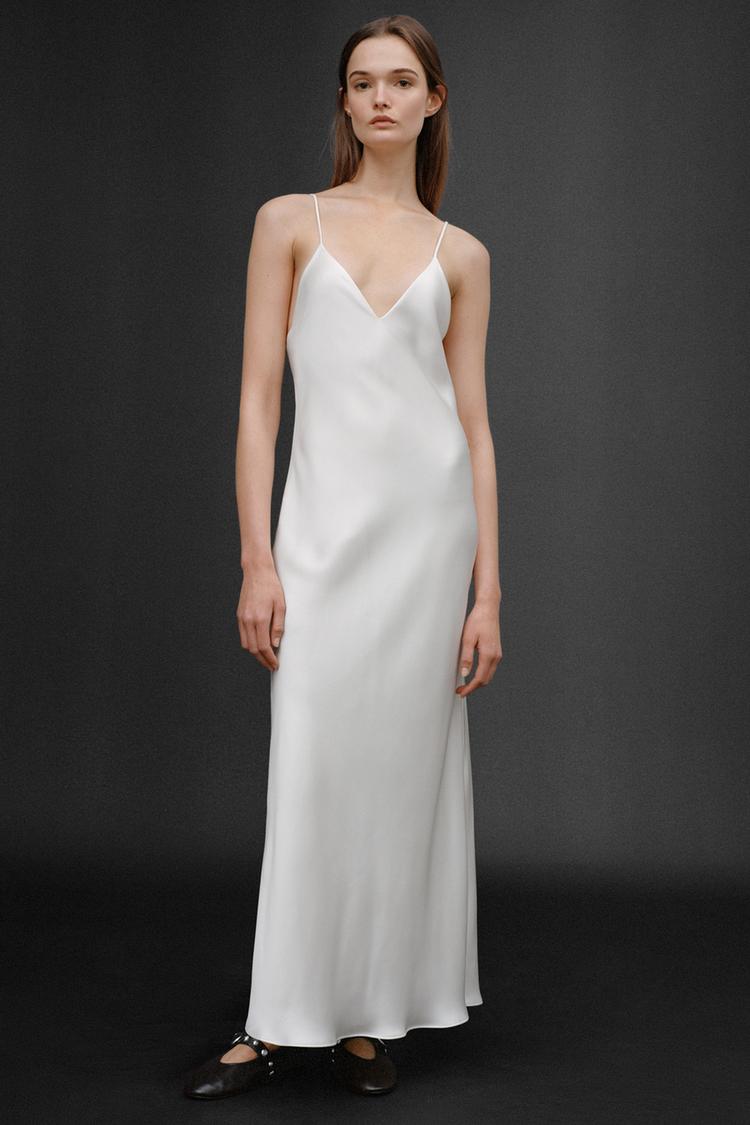 vestito lungo abito satin zara