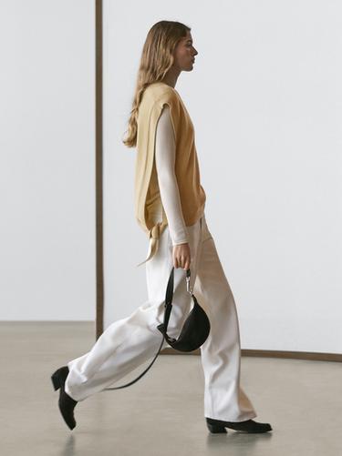 Zara V-neck bib with tie details - Green