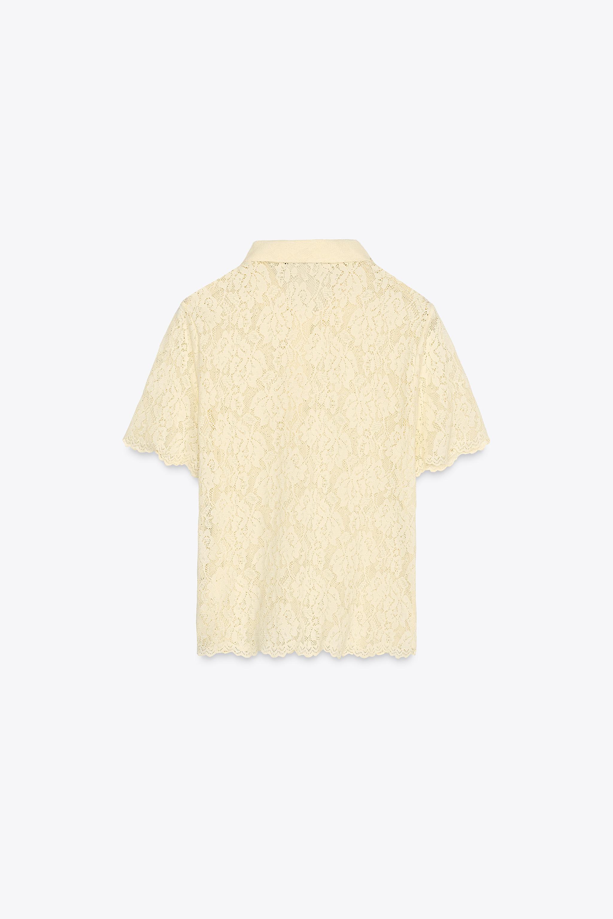 zara yellow lace top