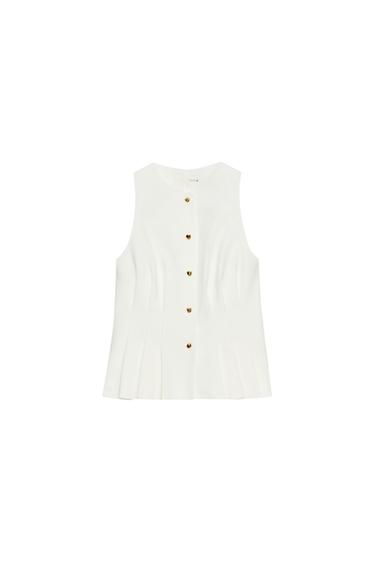 FITTED PEPLUM WAISTCOAT - White by Zara
