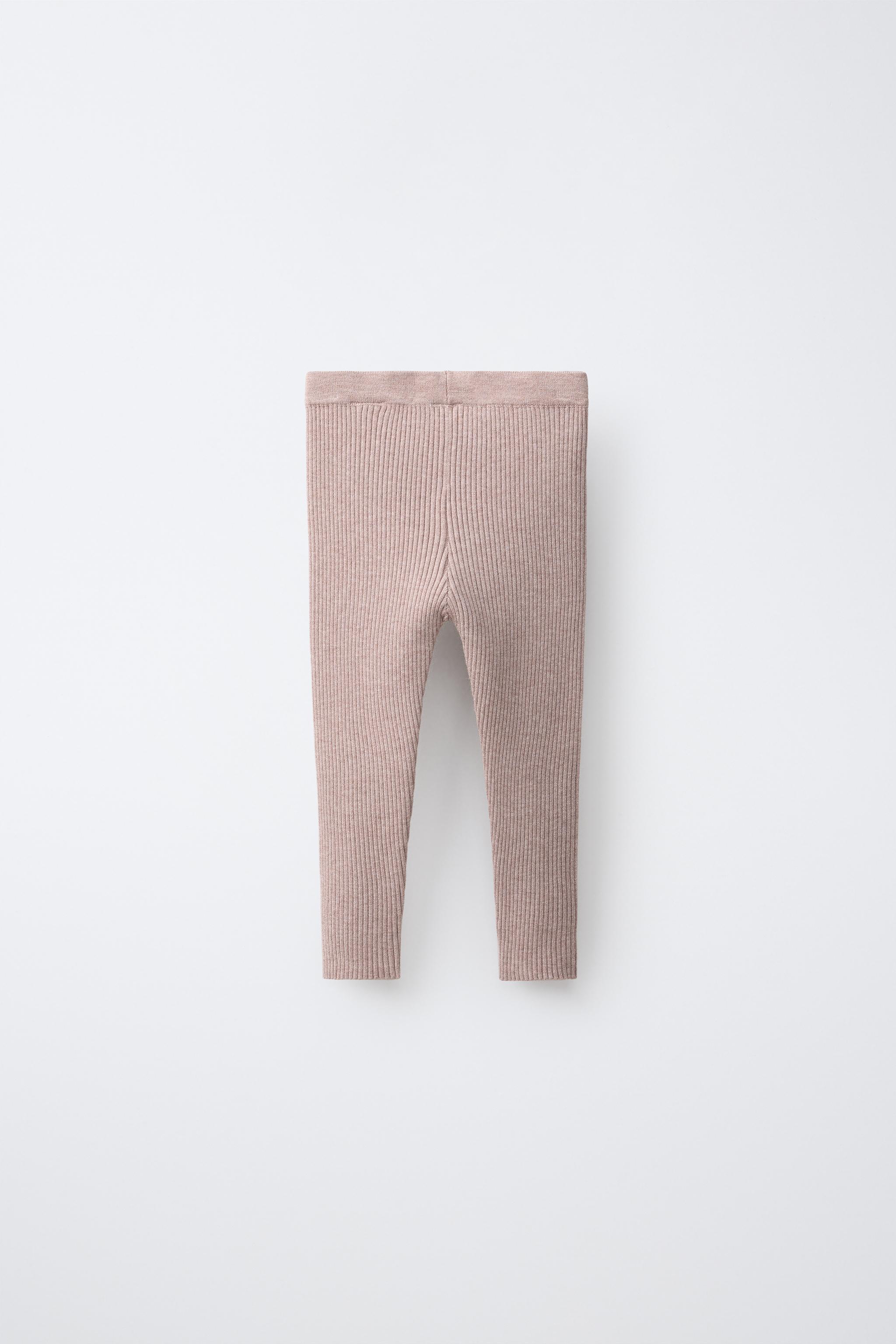 RIBBED KNIT LEGGINGS — Sand / Marl