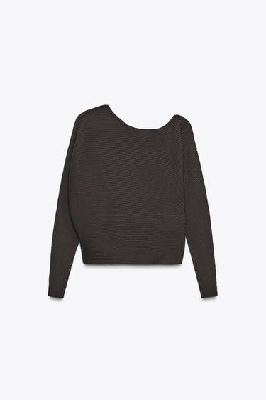ASYMMETRIC RIB KNIT TOP - Khaki by Zara - Image 5